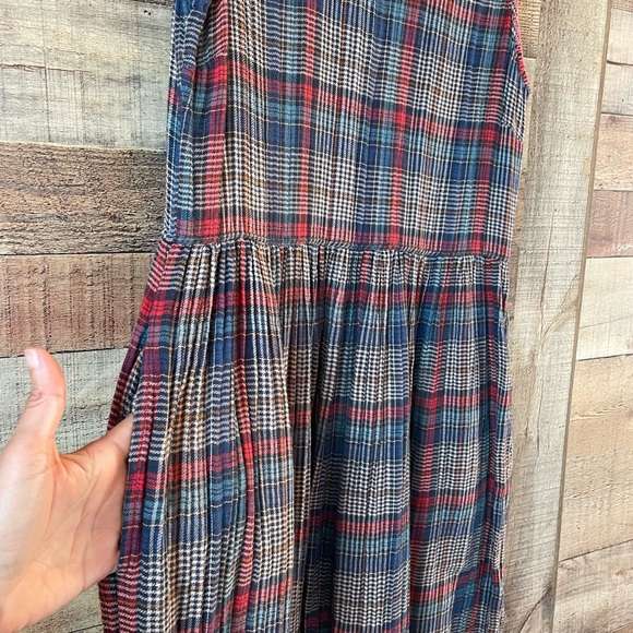 100% Cotton Natural Life Multicolor Plaid Midi Dress | Medium - Picture 6 of 14